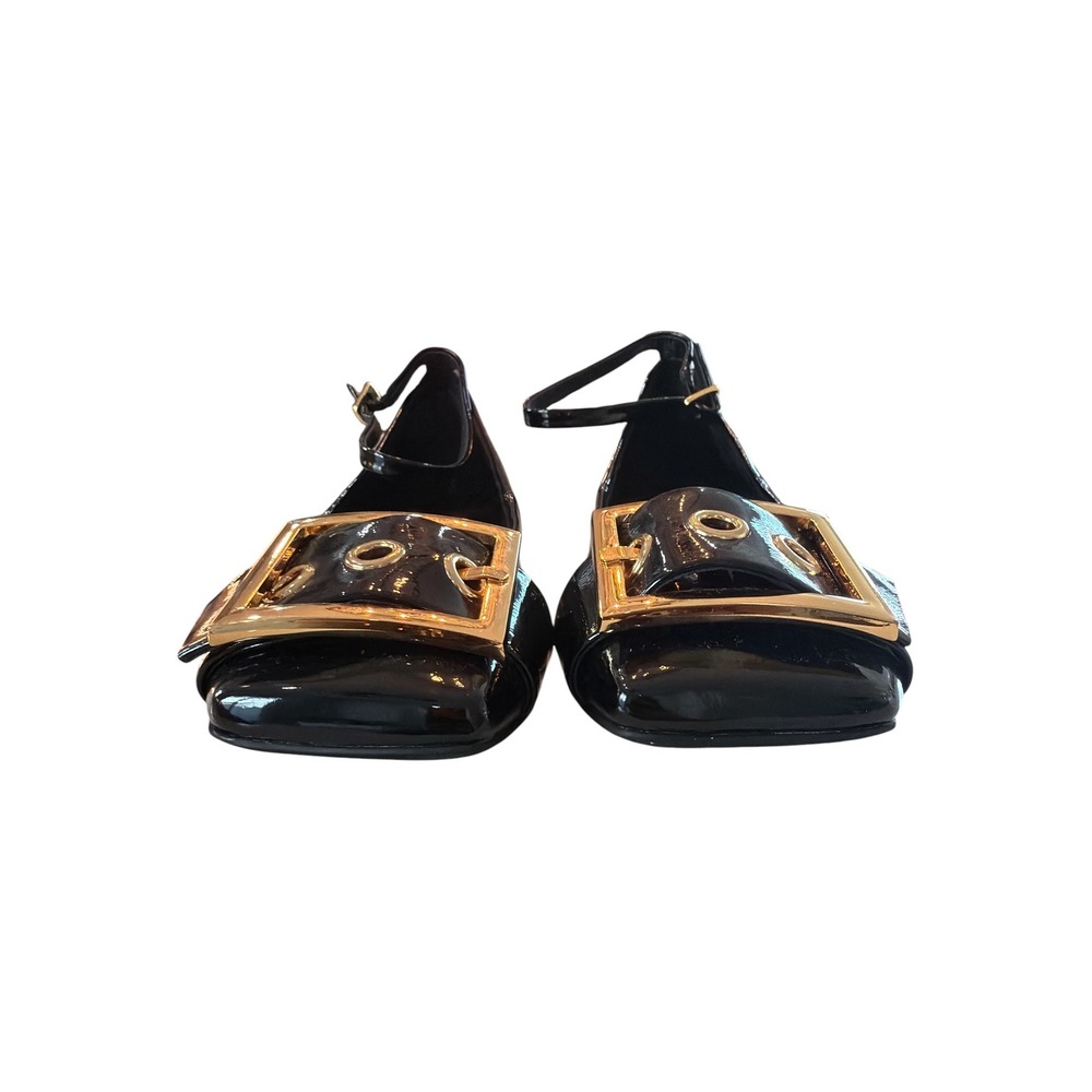 Jeffrey Campbell So Cute Black Crinkle Patent Square Toe Mary Jane Flats Size 8 - Picture 2 of 9